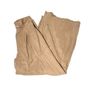 Aaron & Amber Pleated Wide Leg 100% Lyocell Pants Tan Women's Size Small